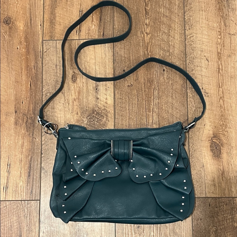 Studded Bow Shoulder Handbag